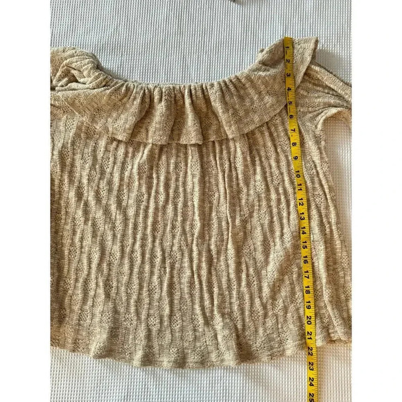 Easel Womens Knitted Off The Shoulder Ruffle Knitted Top Romantic Boho SIZE S - Picture 5 of 7